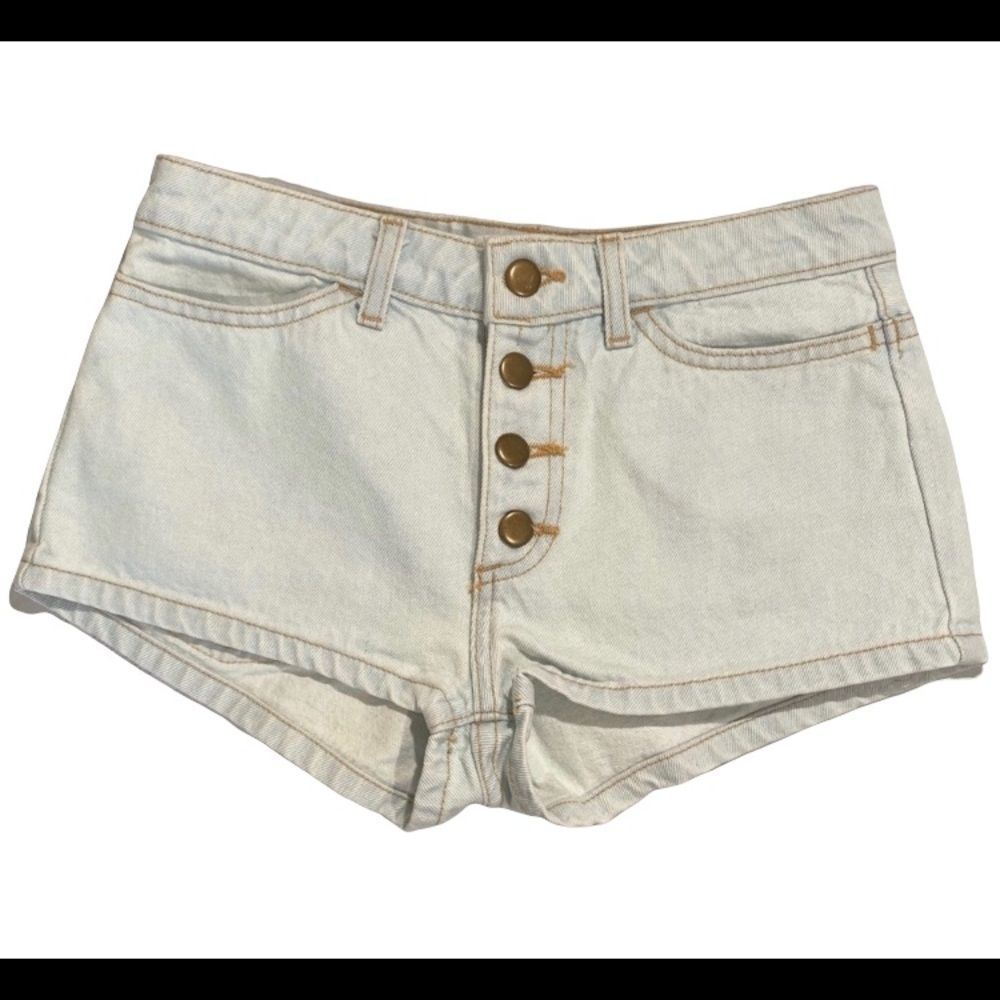 American Apparel Indigo Front Button Jean Shorts